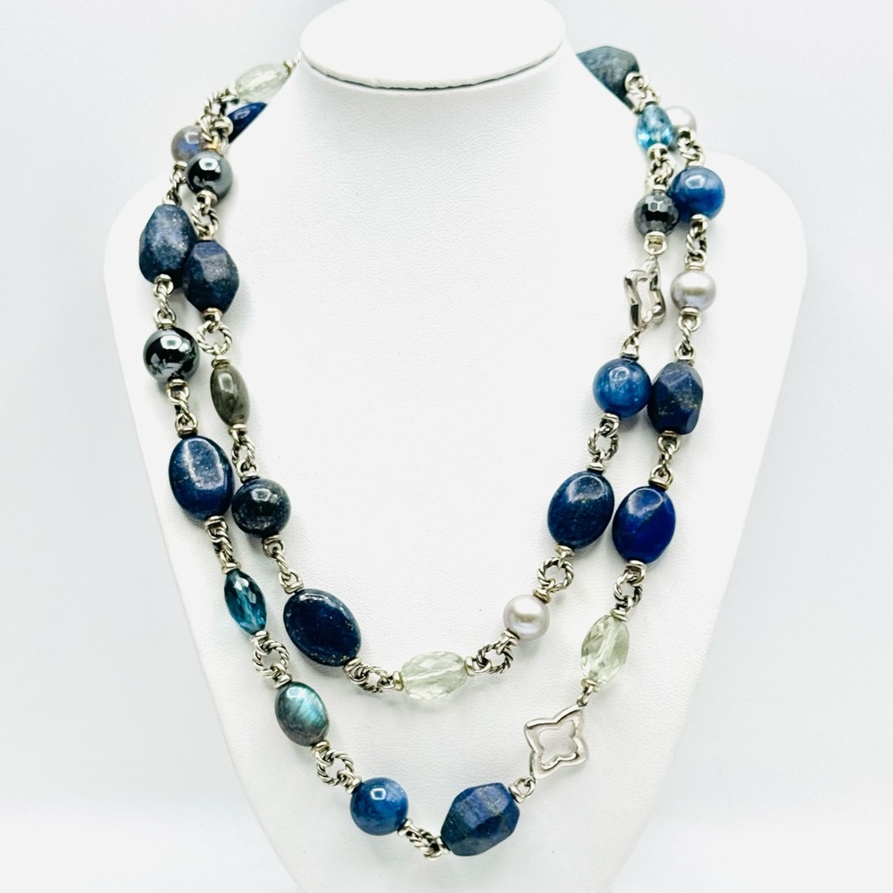 David Yurman Bijoux Multi Gemstone Necklace With Labradorite and Lapis Lazuli